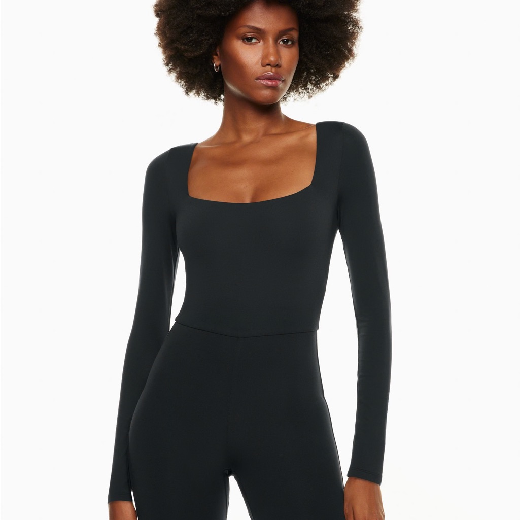 Aritzia Black Fitted Long Sleeve Bodysuit Romper